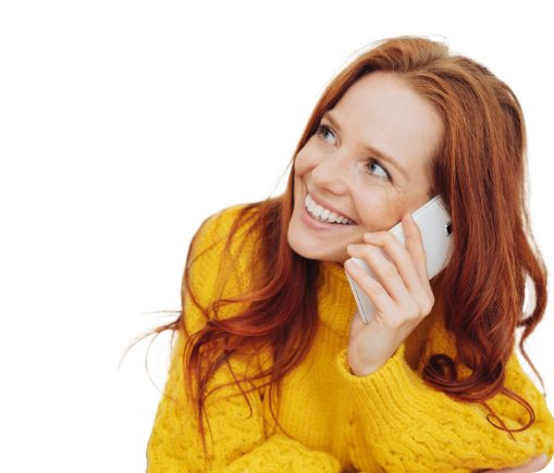 Woman on phone smiling